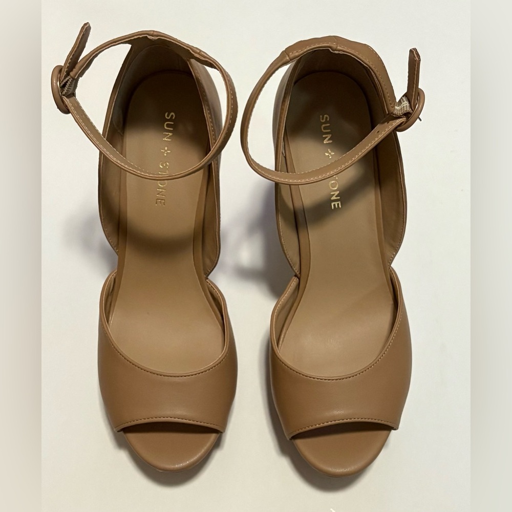 Sun + Stone Beige Platform Heels